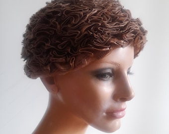 Vintage 50's 60's Organza Ruffled Hat, Cocktail Hat