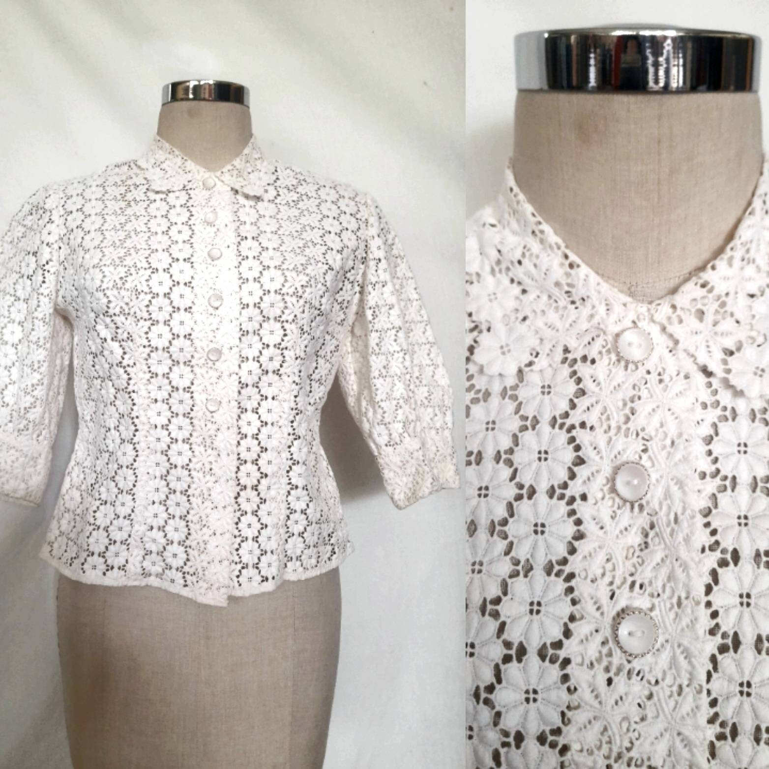 Maglietta Estiva Donna In Cotone Con Pizzo – Scollo A V, Maniche Corte, Stile Vintage Elegante