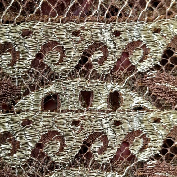 Fabulous Vintage Semi Sheer Gold Embroidered Lace… - image 6