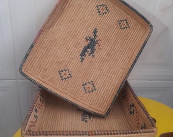Vintage Wrapped Twine Square Basket,  from Lower Pacific Nortwest Peoples, Collector's Piece