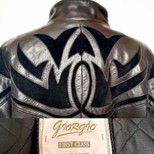 vintage 80's Stylish Chocolat Brown Leather Jacket with Suede Inserts