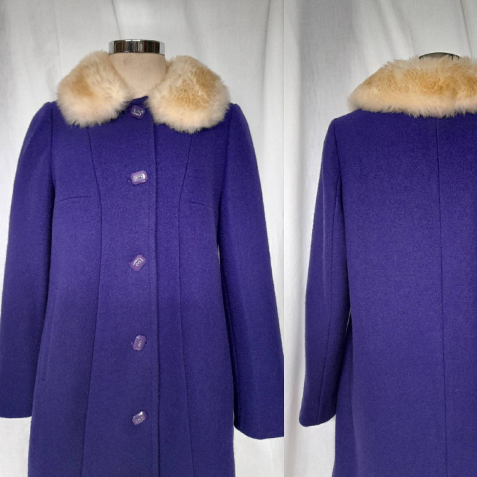 Beautiful Love Moschino, Retro Style Purple Wool Jacket Coat With