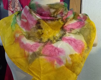 Beautiful Multicolor Abstract Handmade Square Silk Scarf