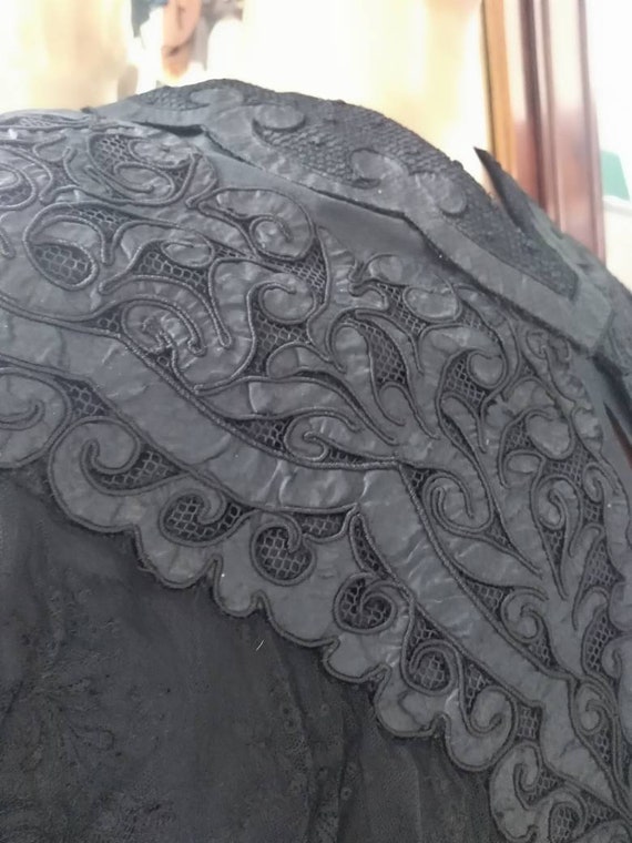 Antique Victorian Black Silk Exquisite  Embroider… - image 5