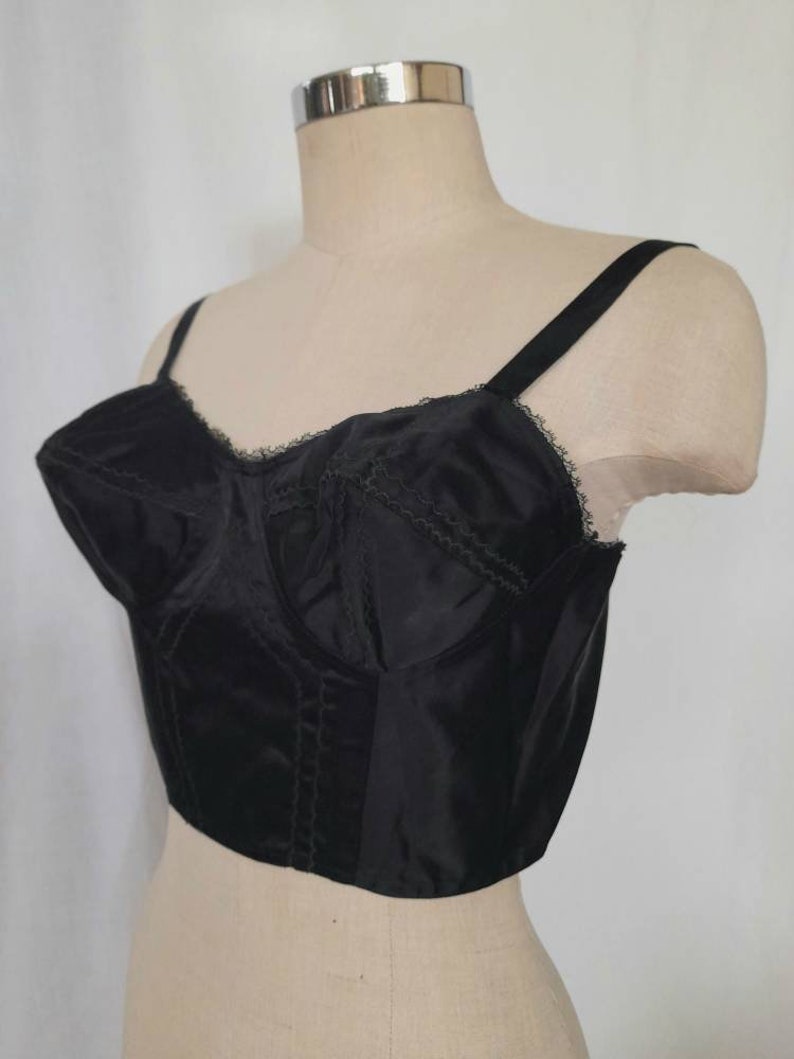 Vintage 60's Pointed Black Bullet Corset Bra with Etsy