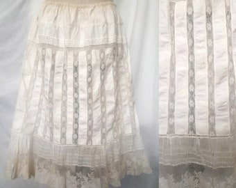 Early 20th Century Antique Petticoat with Valenciennes and Lace Trim, Undergarment, Antique Lingerie