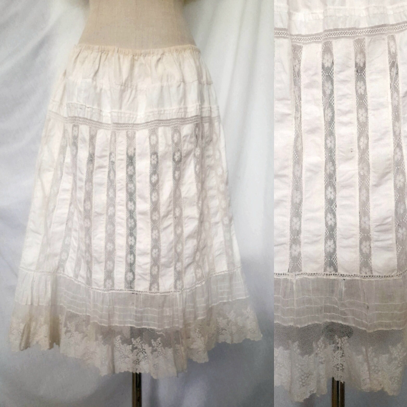 Early 20th Century Antique Petticoat With Valenciennes and Lace