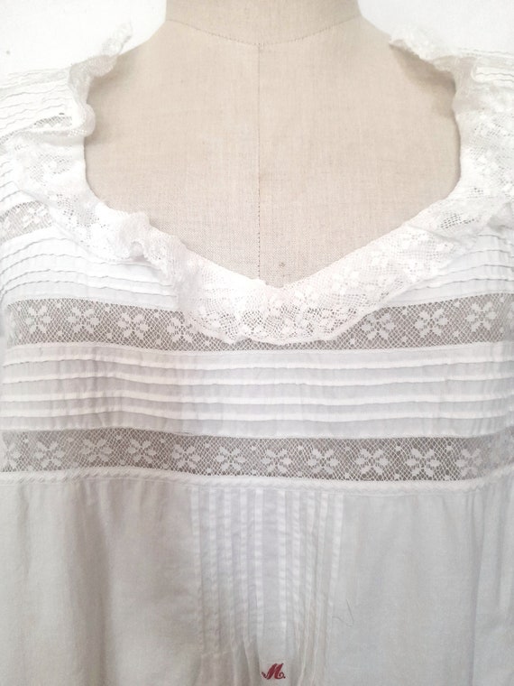 Early 20th Century, Antique White Linen Nightgown… - image 6