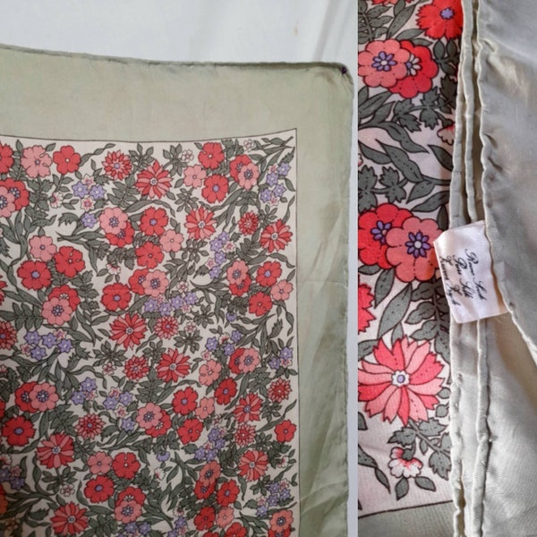 Vintage Silk Scarf with Floral Print