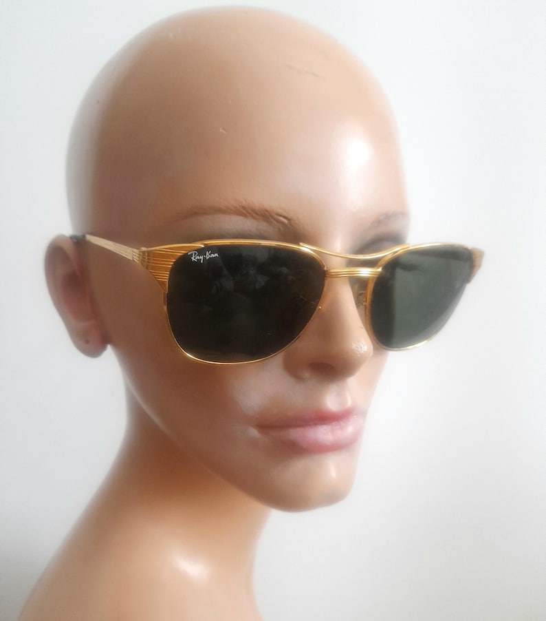 Vintage 90's Ray Ban B&L, Signet Gold Plated Sunglasses, Rare, Made in USA image 4