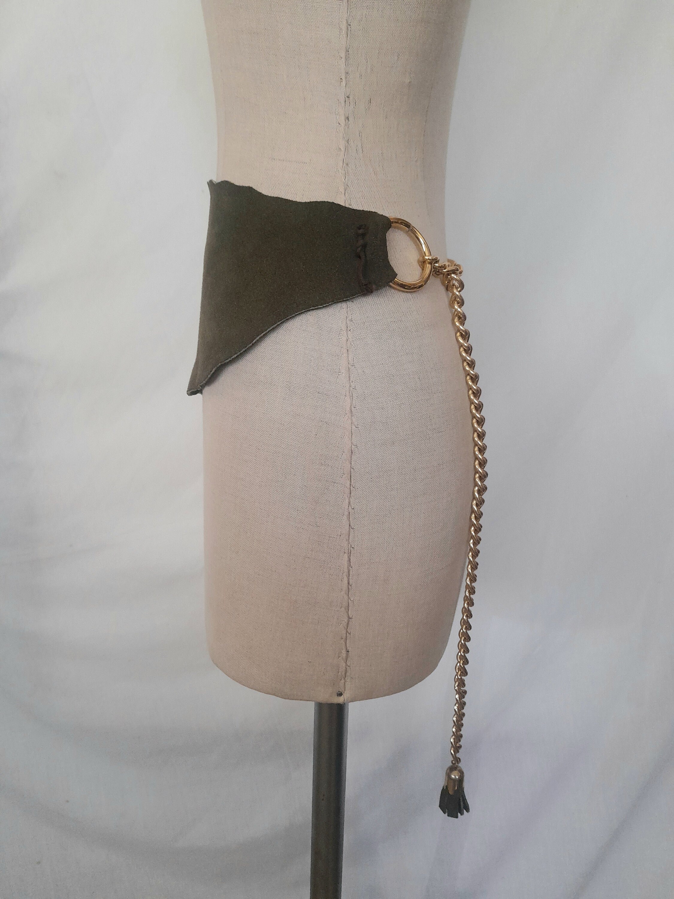 Vtg 70s Boho Bohemian Hippie Suede Brass Loops Belt Great Vintage Hippie Boho Western Tooled Leather Belt With  main image 3