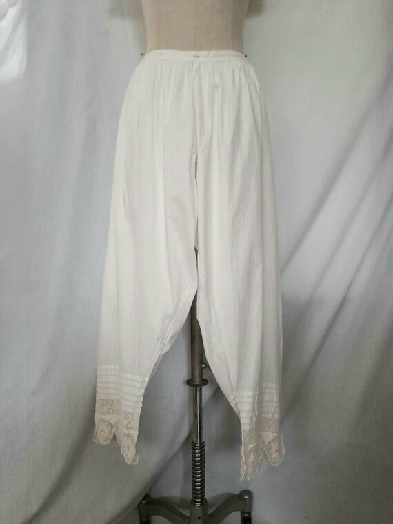 Antique Victorian Edwardian Long Cotton Split Leg… - image 7