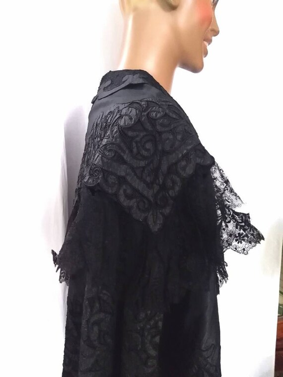 Antique Victorian Black Silk Exquisite  Embroider… - image 7