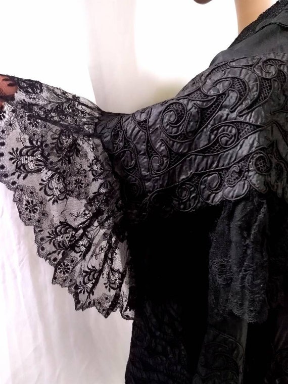 Antique Victorian Black Silk Exquisite  Embroider… - image 9