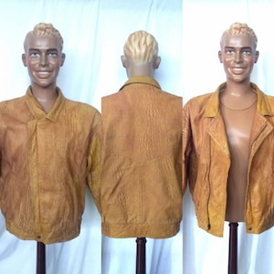 Vintage 80&#39;s Embossed Leather Oversized Motorcycle Jacket, Extra Large