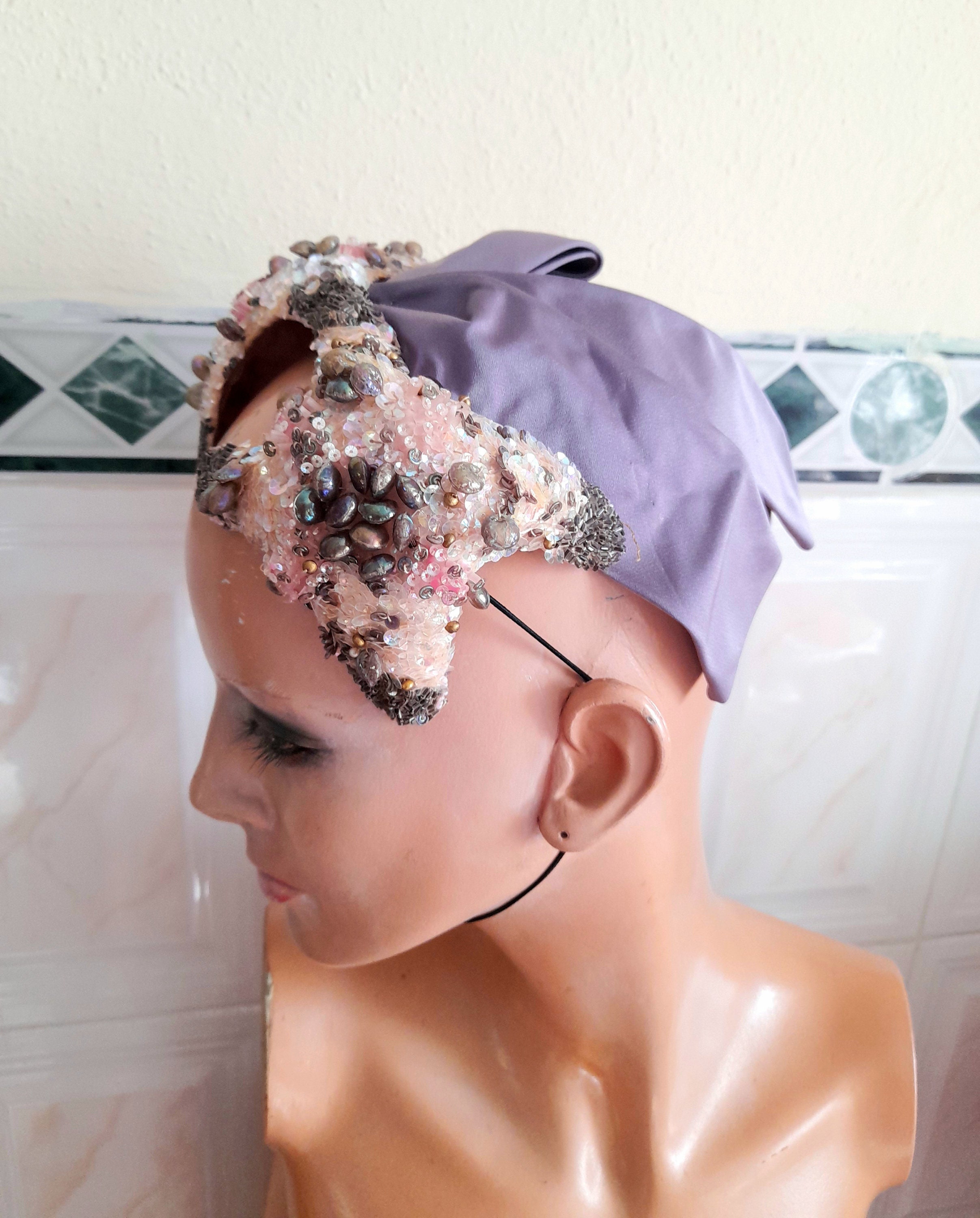 Vintage 40's 50's Striking Sequins and Stones Artistic Head