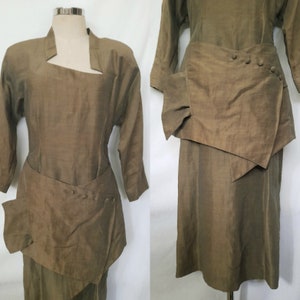 Vintage 80's, 90's Fabulous Avantgard Design Dress, Assymetrical Wiggle Midi Dress by Fashion Designer Isabel Tigranes