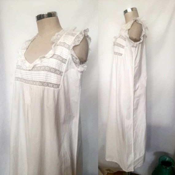 Early 20th Century, Antique White Linen Nightgown… - image 2