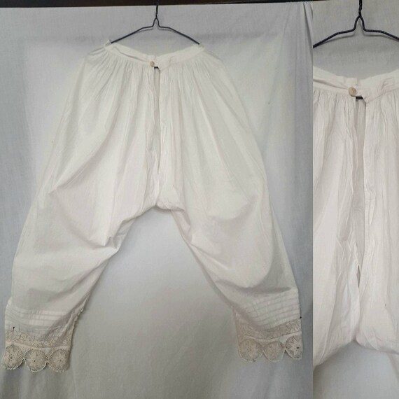 Antique Victorian Edwardian Long Cotton Split Leg… - image 4