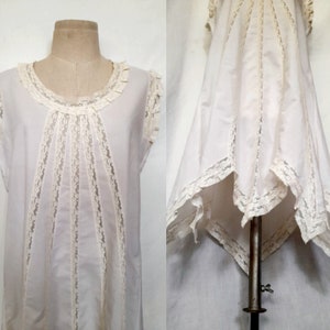 60&#39;s does 20&#39;s Nightgown with Valenciennes and Scallop Hem, Vintage Lingerie