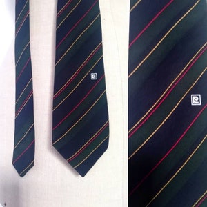 Vintage Pierre Cardin Silk Tie, Necktie, with Diagonal Stripes