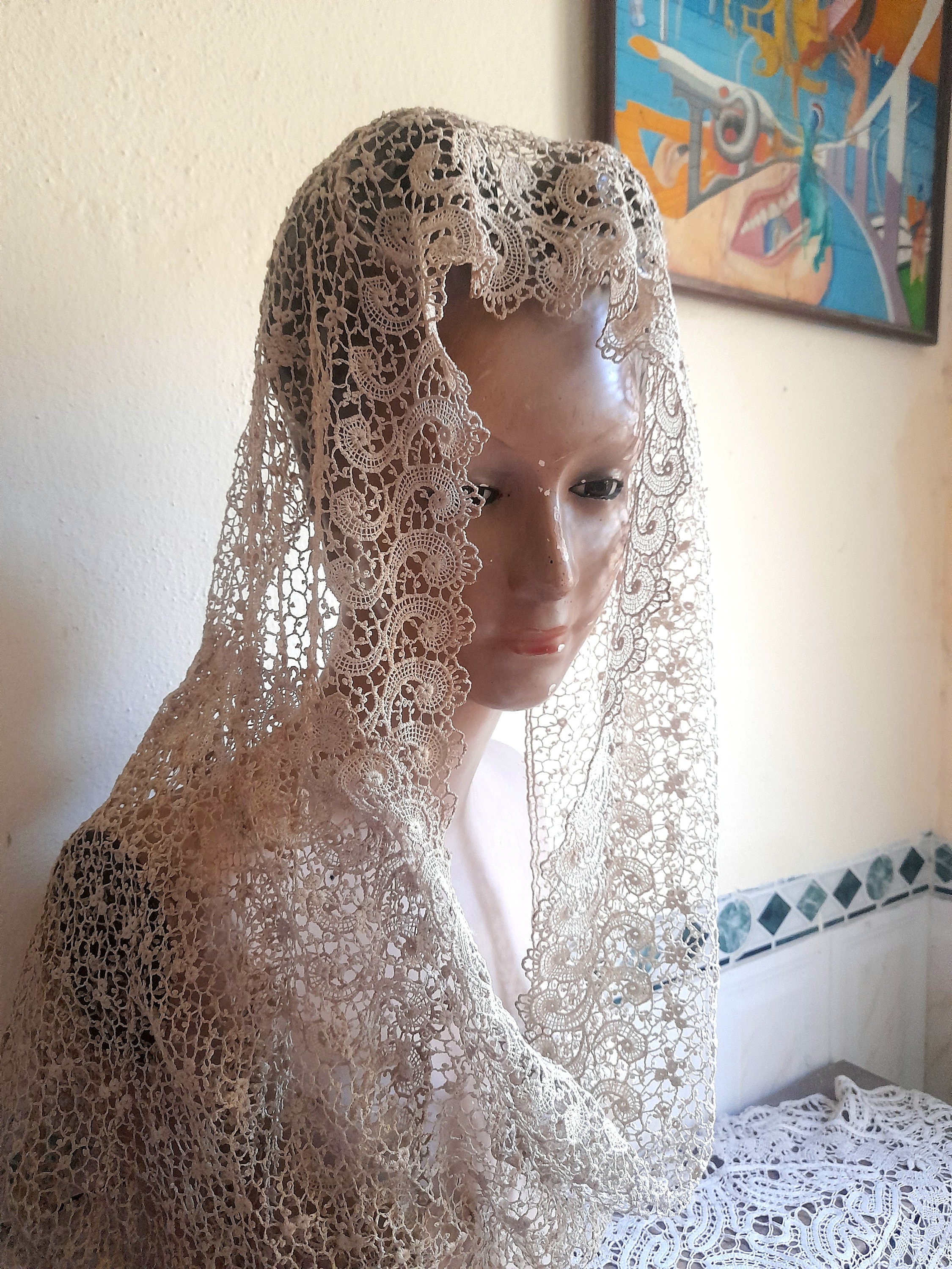 Vintage Lace Headpiece Bridal Veil Viniodress AC1295