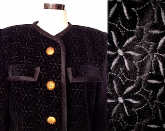 Vintage 80's Embroidered Black Velvet Suit Set, Classic Model with Original Touch