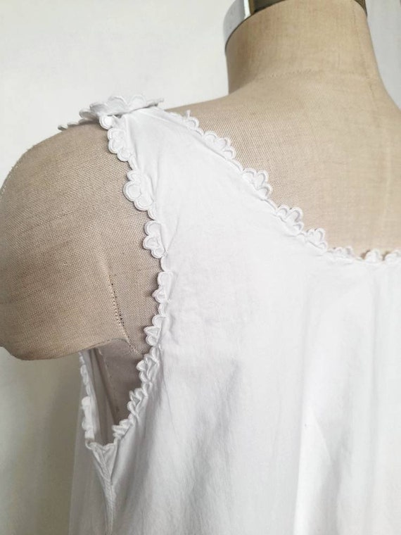 Vintage 30's French White Cotton Nightgown, Slip … - image 9