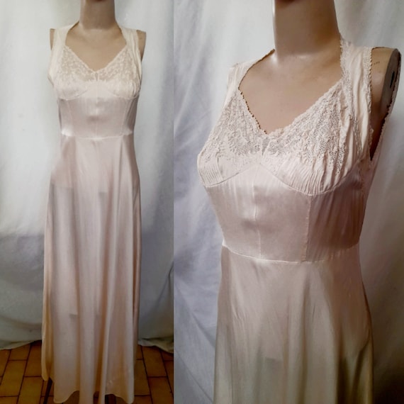 Belle chemise de nuit en soie ivoire coupee en biais vintage des annees 30 robe nuisette lingerie boudoir Old Hollywood Glam Etsy Canada