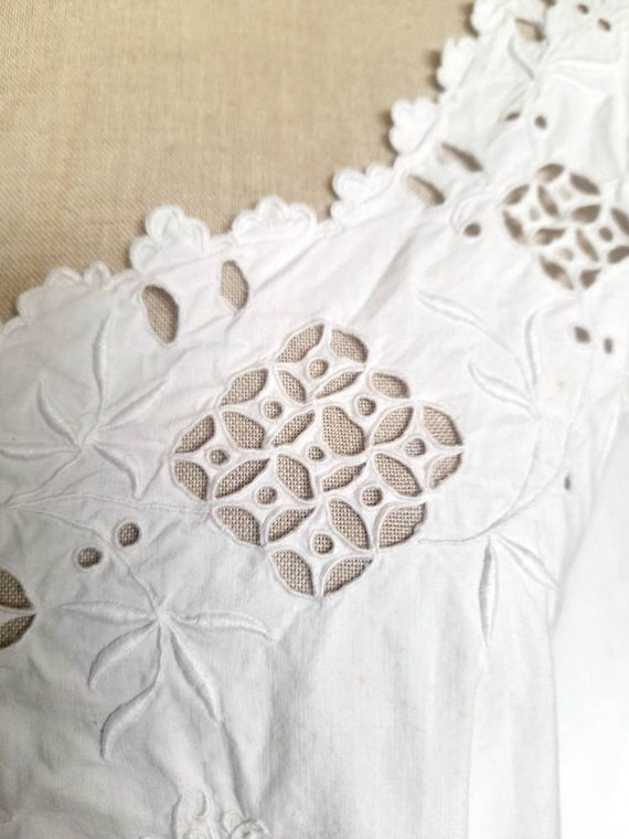Vintage 30's French White Cotton Nightgown, Slip … - image 5