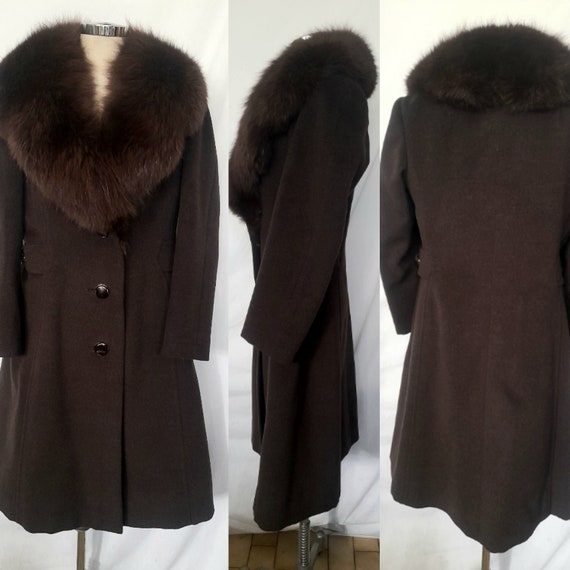 Vintage 70's Tailored A-line Brown Wool Coat with… - image 6