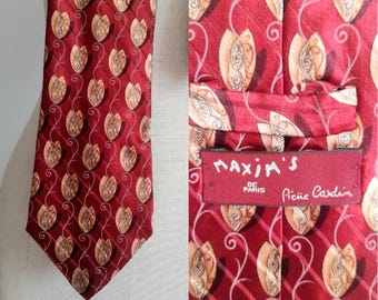Vintage Maxim's de Paris Silk Tie by Pierre Cardin, Necktie, Designer Tie