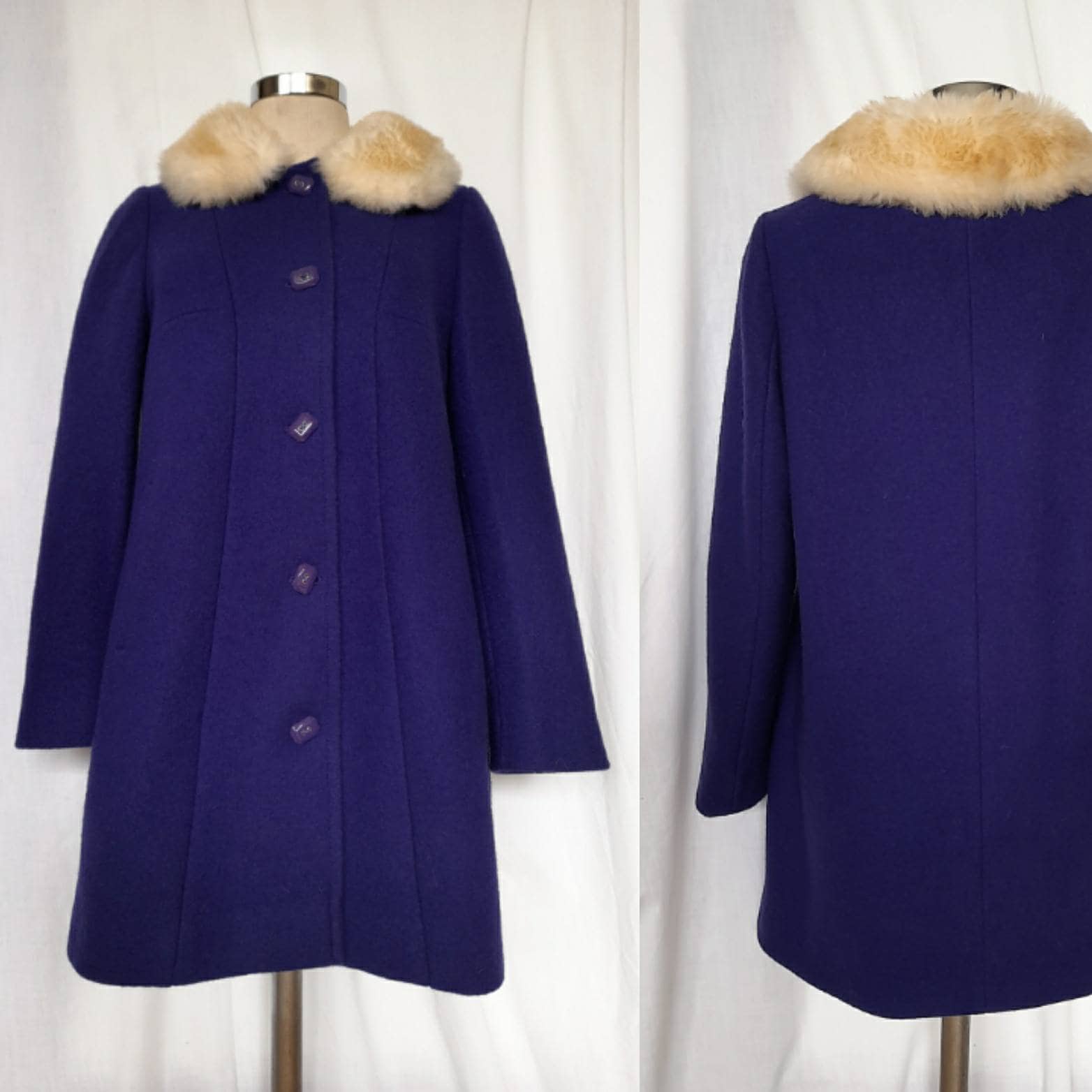 Beautiful Love Moschino, Retro Style Purple Wool Jacket Coat With