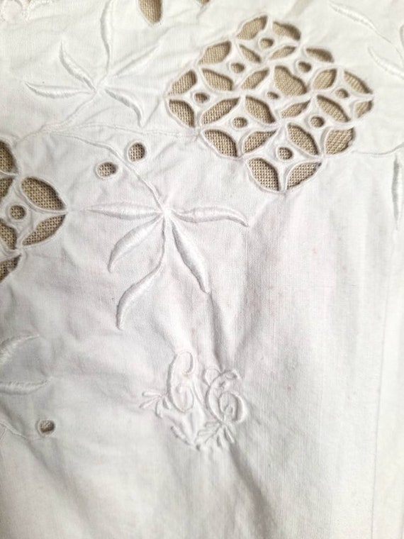 Vintage 30's French White Cotton Nightgown, Slip … - image 6