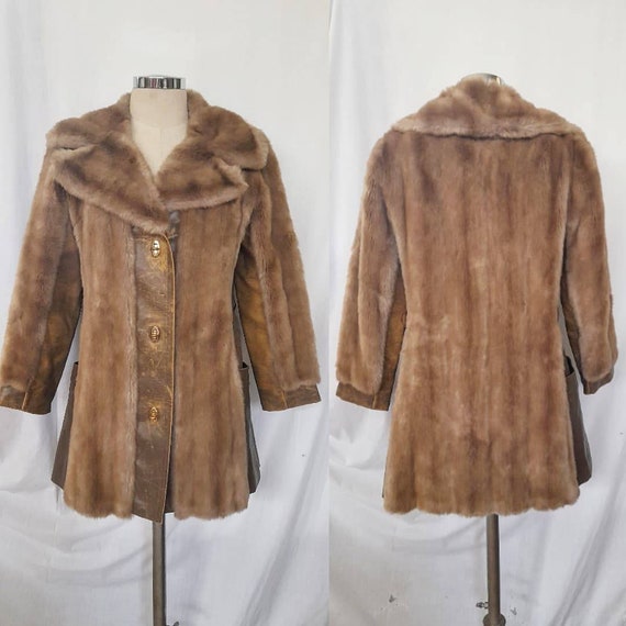 Vintage 70's Tissavel Faux Fur and Distressed Leather Coat