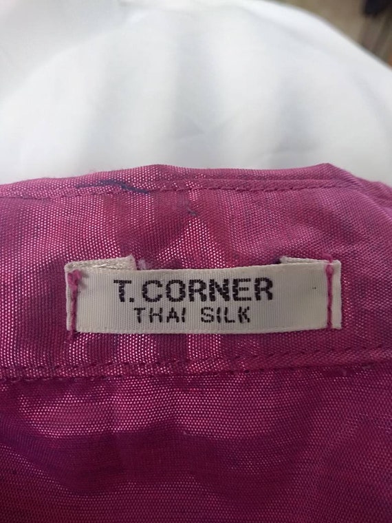 Vintage Vibrant Hot Pink Thai Silk Shirt Blouse - image 8