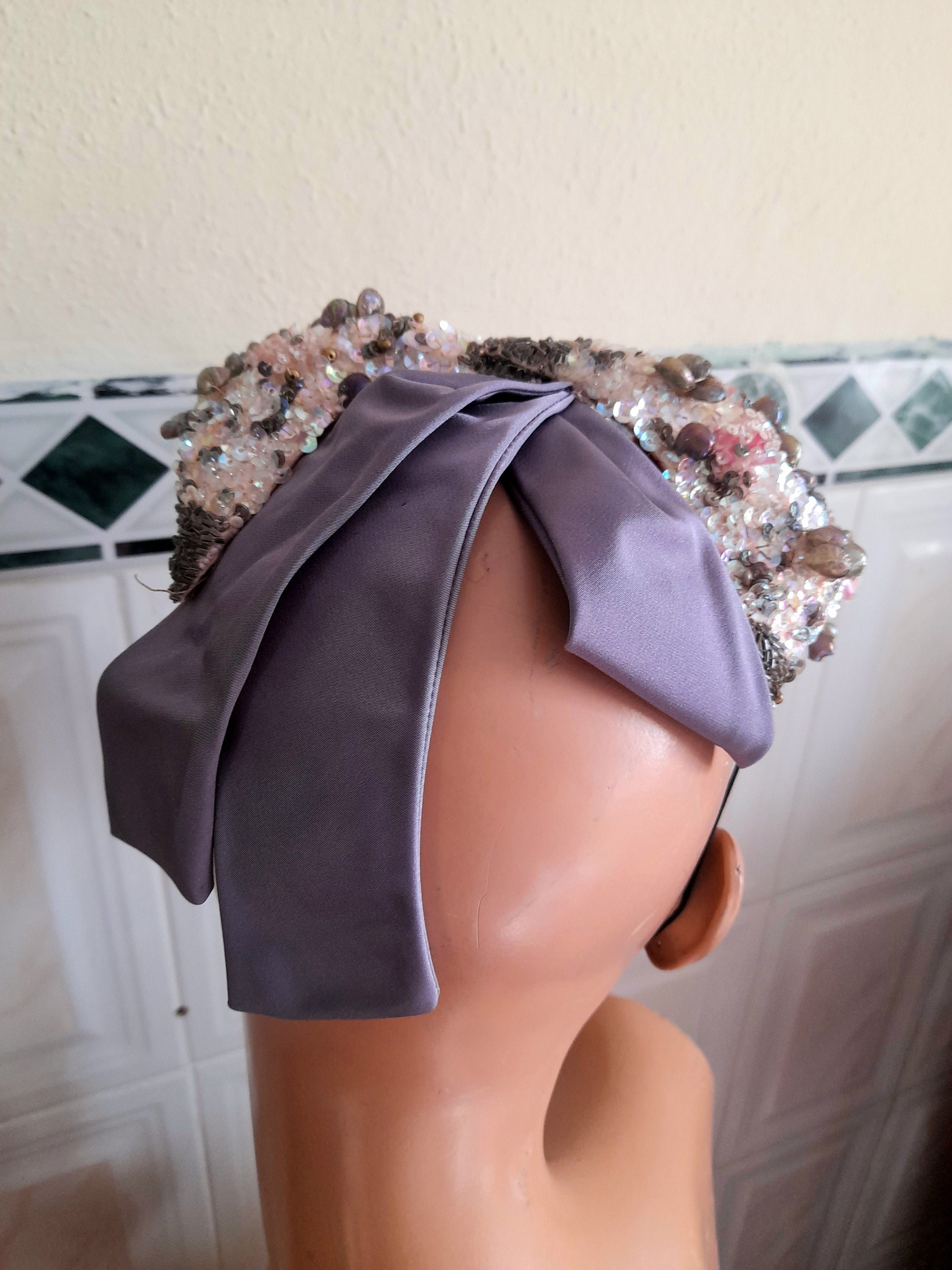 Vintage 40's 50's Striking Sequins and Stones Artistic Head