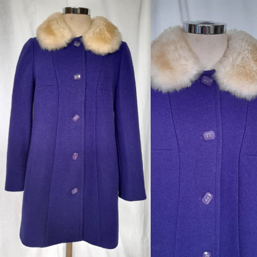 Beautiful Love Moschino, Retro Style Purple Wool Jacket Coat With