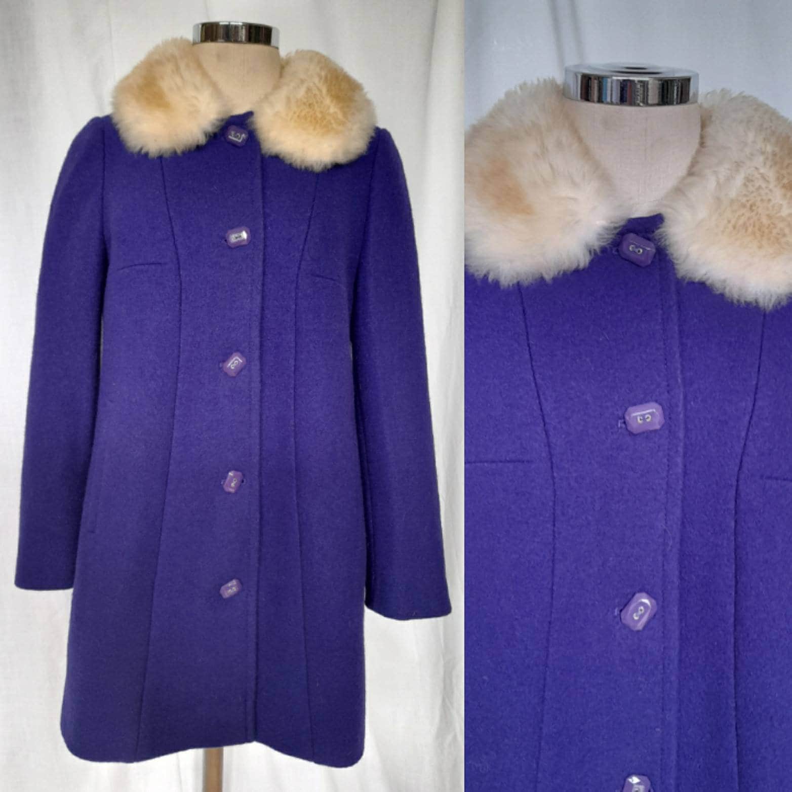 Beautiful Love Moschino, Retro Style Purple Wool Jacket Coat With