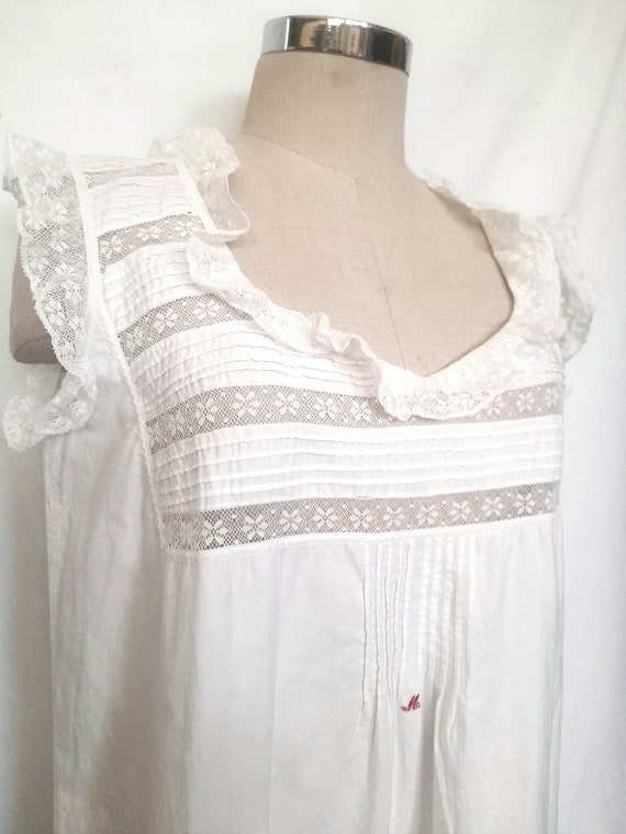 Early 20th Century, Antique White Linen Nightgown… - image 5