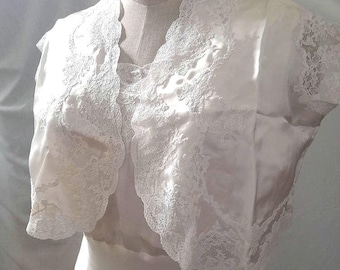Vintage 30's 40's Off White Satin Silke Nightgown Set, Bridal, Vintage Lingerie, Old Hollywood Glam