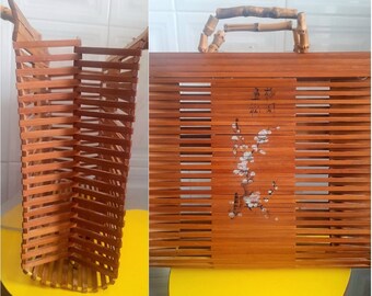 60s 昭和レトロかご　折りたたみ式　ヴィンテージ vintage 籠バッグ　竹 60s 70s 昭和レトロ かご 折りたたみ式 ヴィンテージ vintage 籠