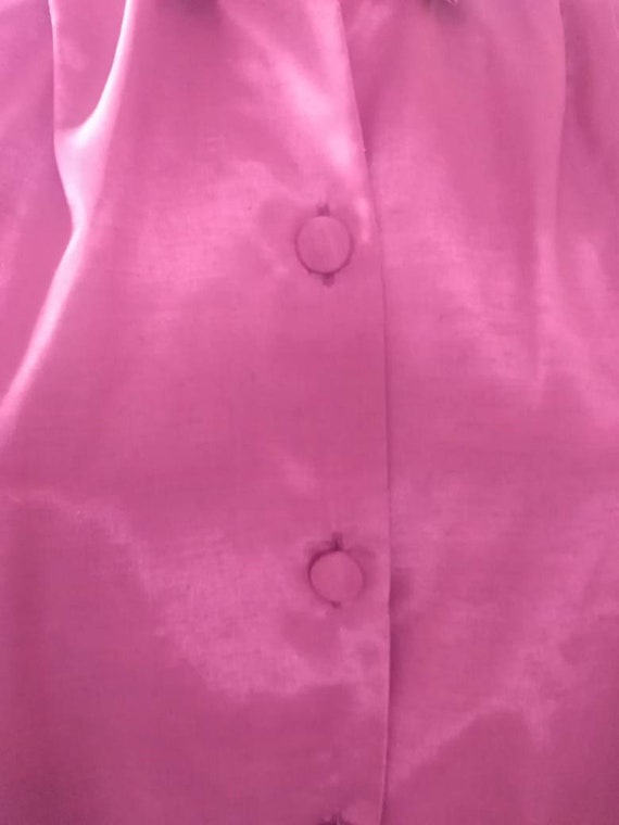 Vintage Vibrant Hot Pink Thai Silk Shirt Blouse - image 5