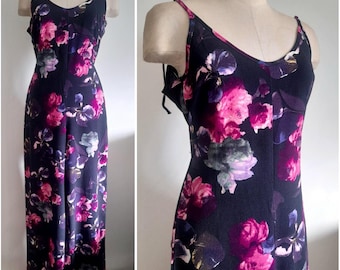 Vintage 90's Wide Leg Sleeveless Jumpsuit with Vibrant Floral Print, Boho Chic