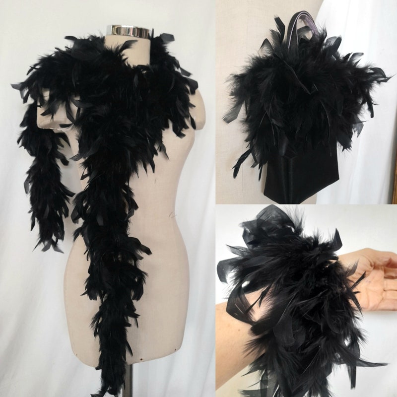 Feather stole in black