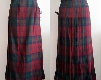 Falda plisada escocesa vintage de los años 70 y 80, falda escocesa a cuadros para mujer, estilo tradicional, aspecto atemporal