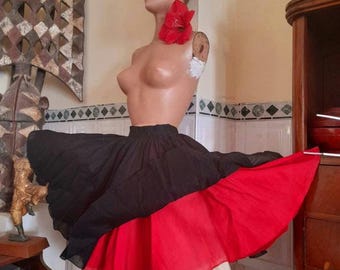 Vintage 80's does 50's Striking Full Circle Skirt with Oversized Belt by Victorio & Lucchino, Sevilla