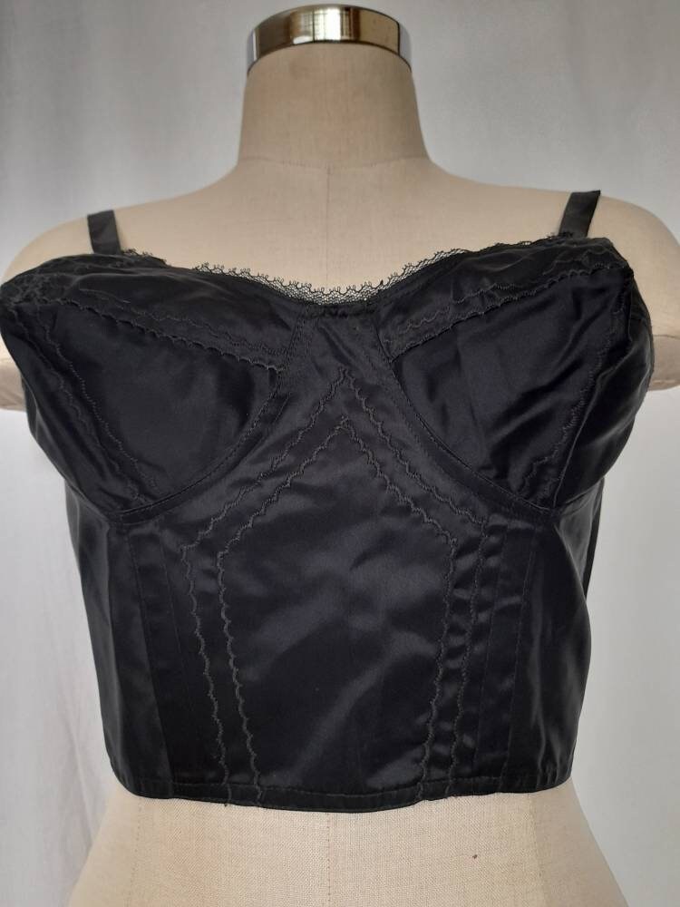 Vintage 60's Pointed Black Bullet Corset Bra with Etsy