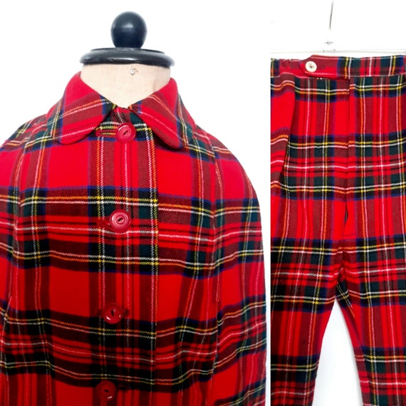 Vintage 70's Girl Set of Trousers and Cape of Woo… - image 2
