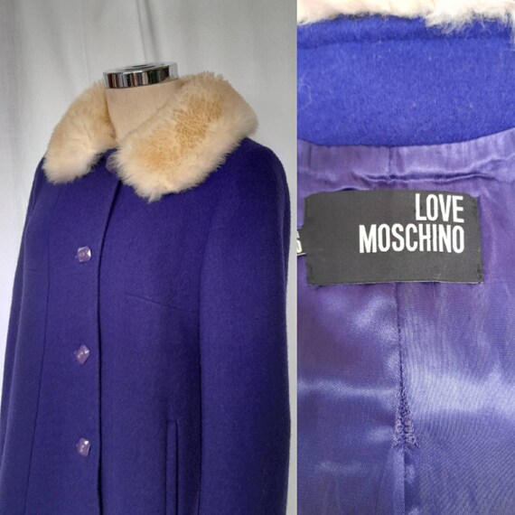 Beautiful Love Moschino, Retro Style Purple Wool Jacket Coat With